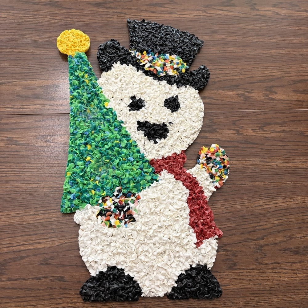 Vintage Melted Popcorn Plastic Popcorn Christmas Snowman Wall Decor - Picture 4 of 14